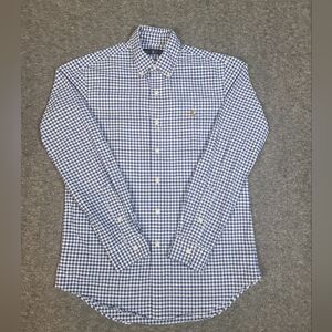 Polo Ralph Lauren Mens Shirt Button Down Size S Blue White Checked Oxford